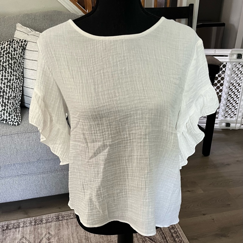 DREW White Boxy Blouse Relaxed Fit